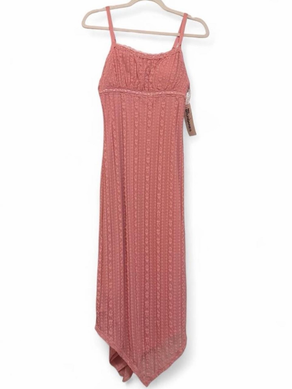 No Boundaries Coral Pink Asymmetrical Hem Maxi Dress
